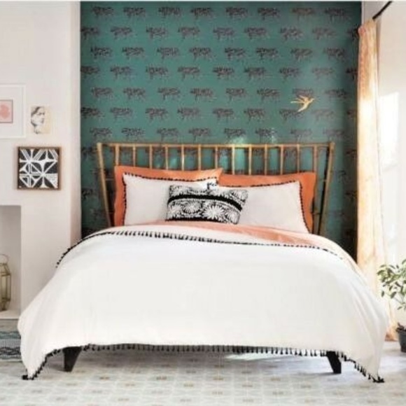 Opalhouse Bedding White Boho Black Tassel Duvet Cover Set Twinxl